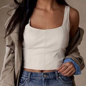 Banana Republic Factory Vegan Leather Crop Tank - Oat, Size 4